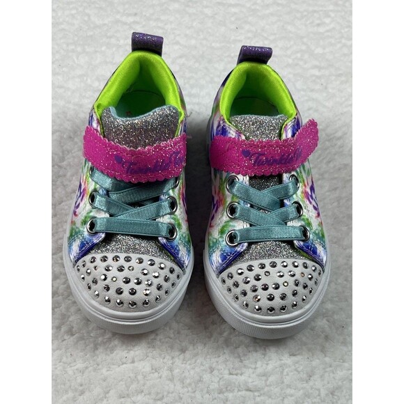 SKECHERS TWINKLE TOES GIRL TODDLER 7 SNEAKERS SEQUINS GLITTER LIGHT-UP FUN - Picture 2 of 11